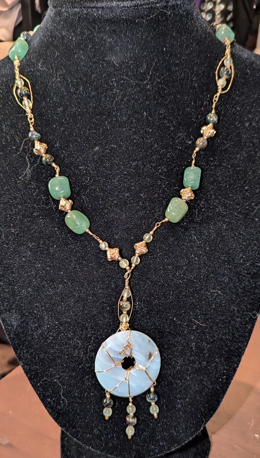 Gemstone necklace and earrings set