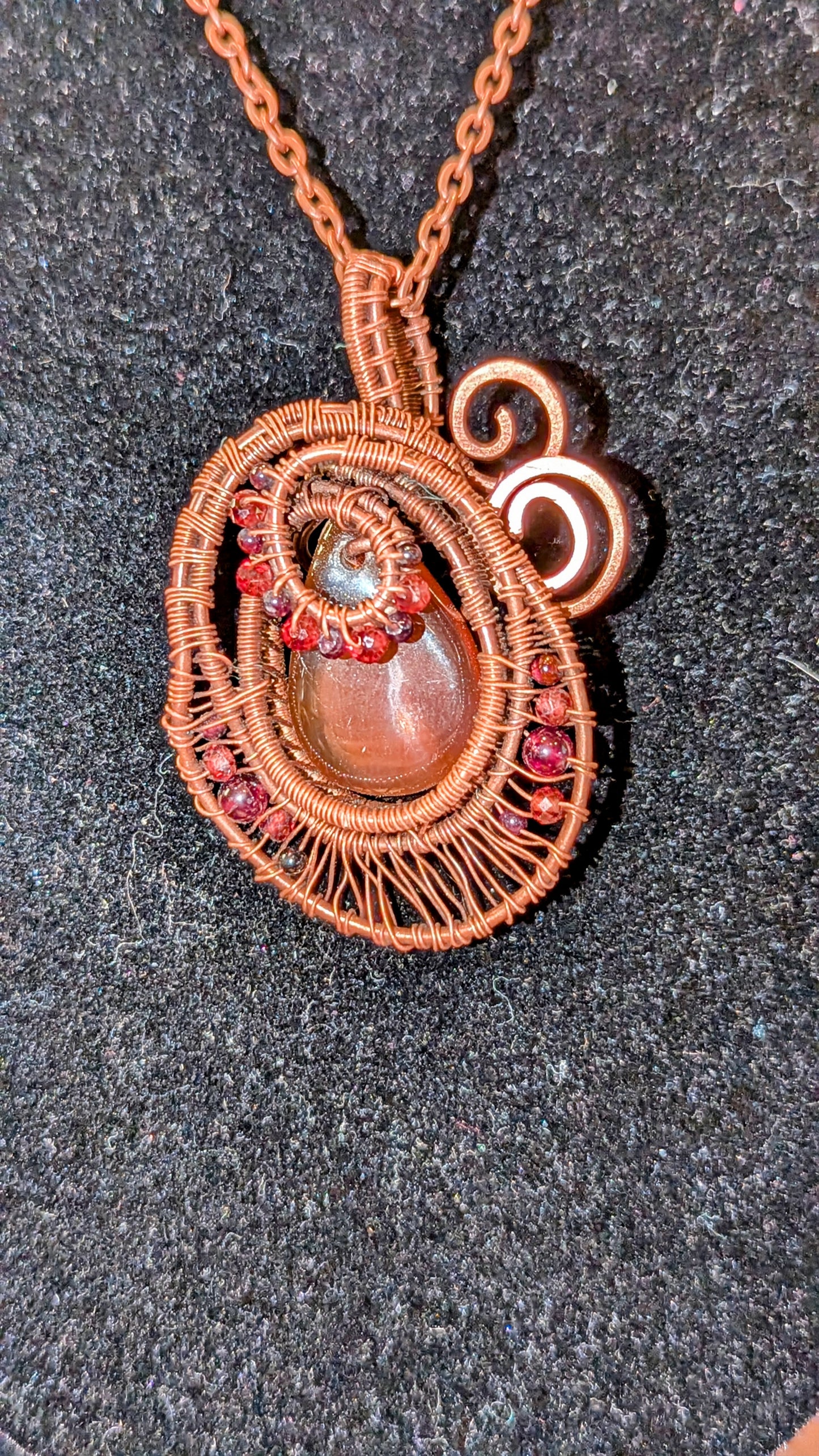 Carnelian and copper abstract pendant