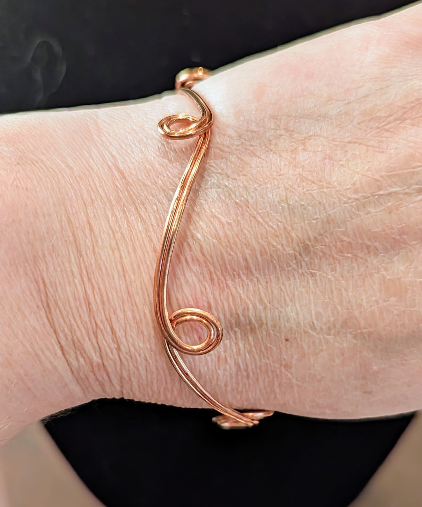 Swirl copper cuff bracelet