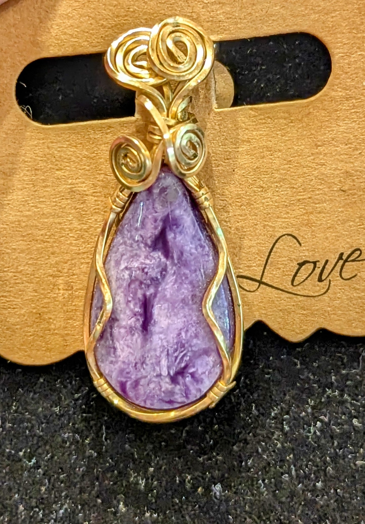 Charoite carbachon pendant