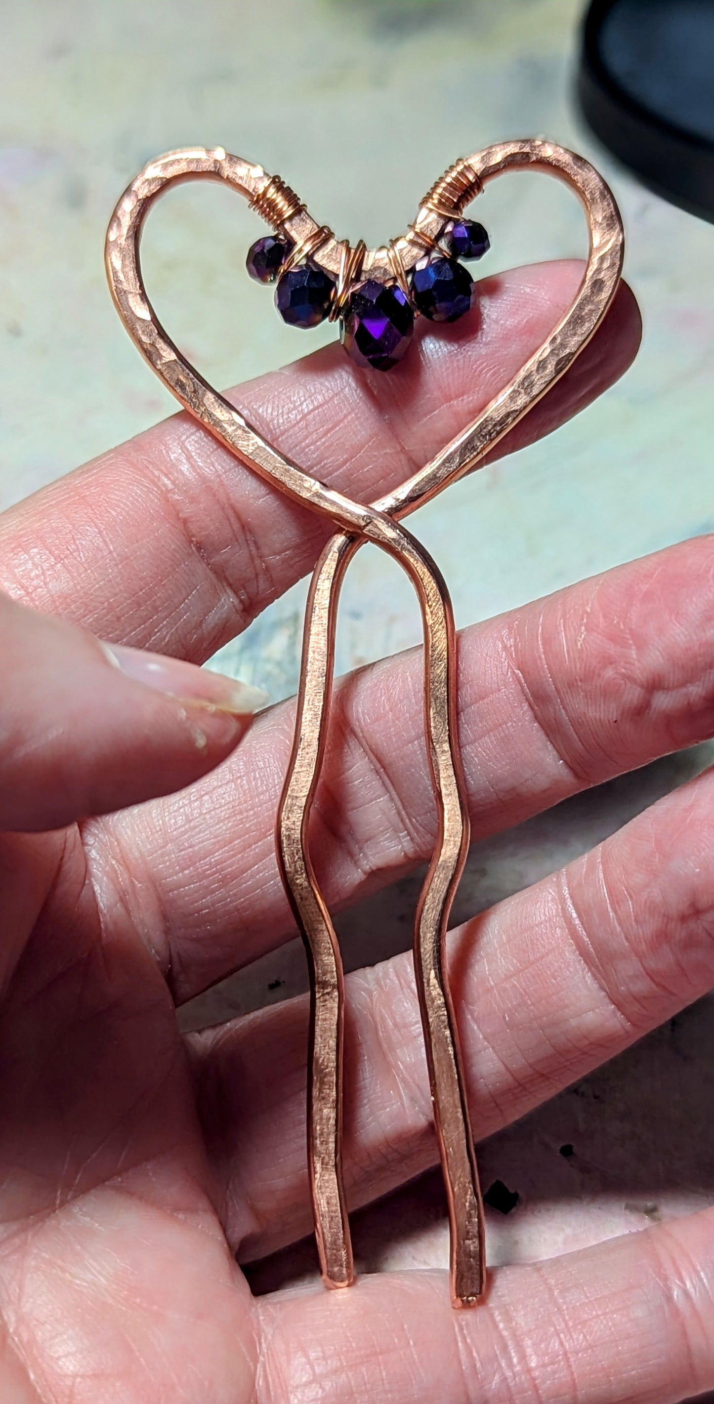 Copper hair fork